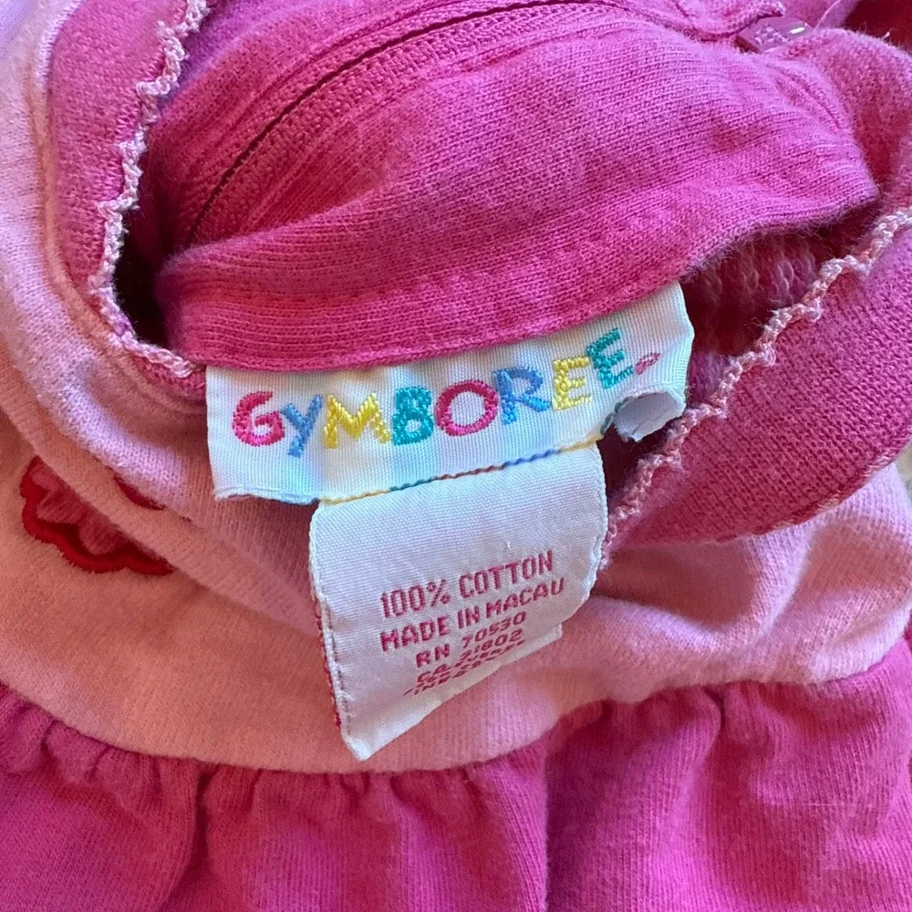Vintage 90s Gymboree Floral Embroidered Romper Baby 6-12M Pink Cotton Jumpsuit